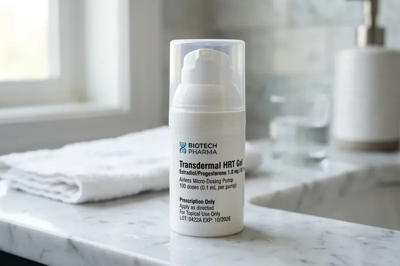 Musely transdermal bioidentical HRT calibrated airless micro-dosing pump bottle