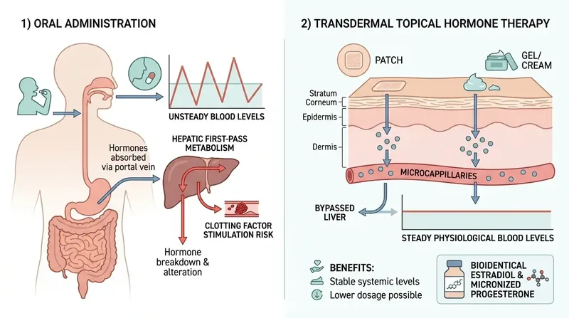 Transdermal Bioidentical Hormone Therapy vs Oral Metabolism Infographic