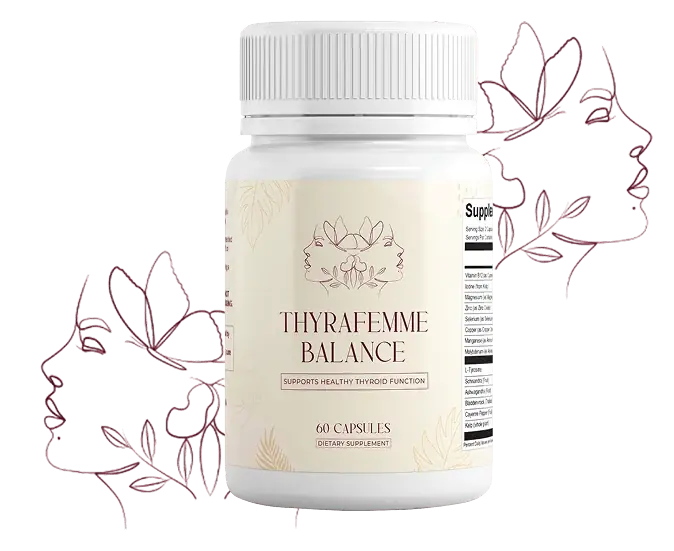 ThyraFemme Balance single bottle showing 14-in-1 Women's Thyroid & Wellness Formula, 60 capsules